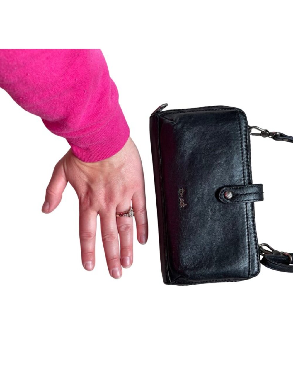 The Sak Black Leather Crossbody Wallet With Adjustable Strap & Multiple Card Slo - Picture 7 of 7